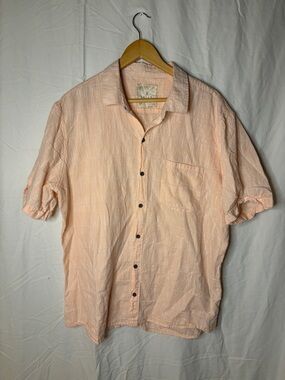 Armani Men’s Cotton casual short sleeve button up in coral